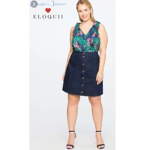 Draper James x Eloquii scallop denim A-line skirt
